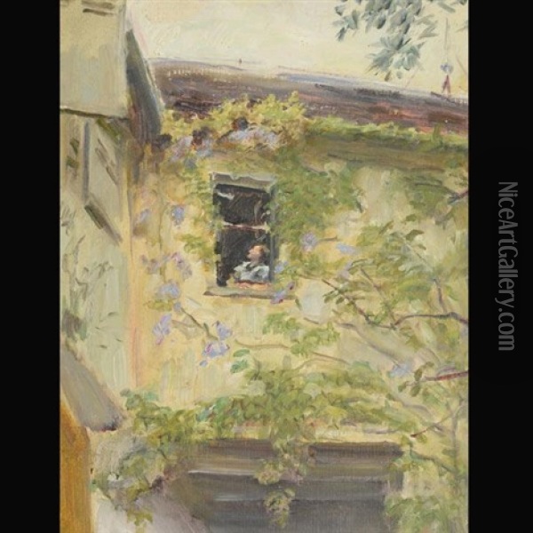 Young Girl In Window (slevogthof Neukastel) Oil Painting - Max Slevogt