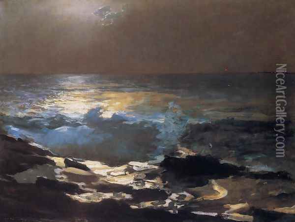 Moonlight, Wood Island Light Oil Painting - Winslow Homer