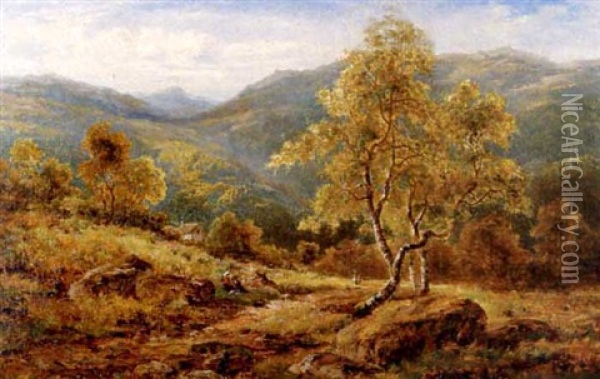 Near Capel Curig, North Wales Oil Painting - Alfred Augustus Glendening Sr.