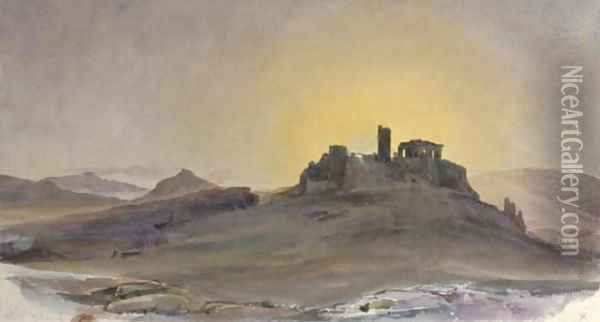 The Acropolis of Athens at sunset Oil Painting - Thomas Hartley Cromek