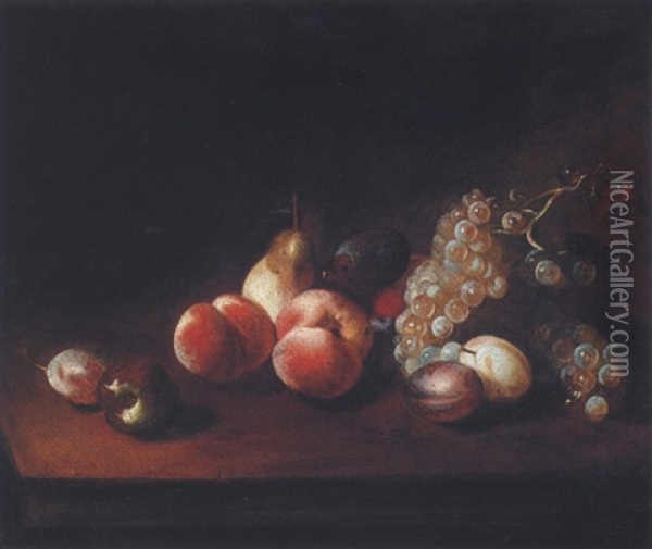 Still Life Of Fruits On A Table Oil Painting - Jean-Baptiste Oudry