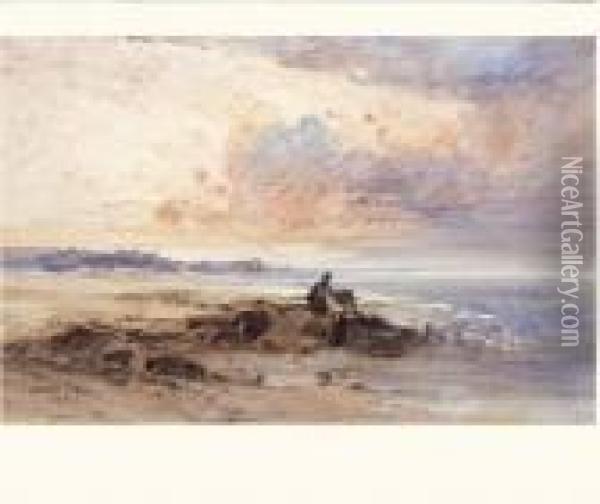Pecheur Au Coucher De Soleil 1870 Oil Painting - Jules Achille-Noel