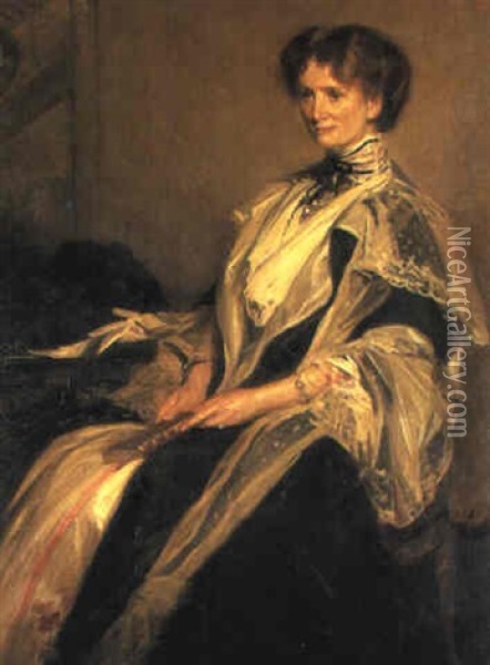 Portrait Of Flora Shaw, Lady Lugard Oil Painting - Jacques-Emile Blanche
