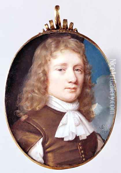 Miniature portrait of an Unknown Man, 1659 Oil Painting - Samuel Cooper