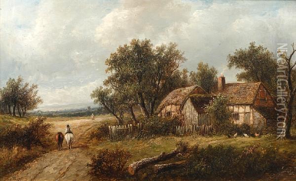 Landscape With Cottage; River Landscape Oil Painting - Joseph Thors