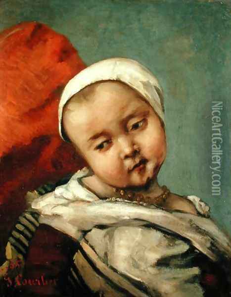 Head of a Baby, 1865 Oil Painting - Gustave Courbet