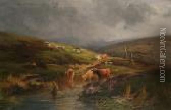A Moorland Pool, Perthshire Oil Painting - William Greaves