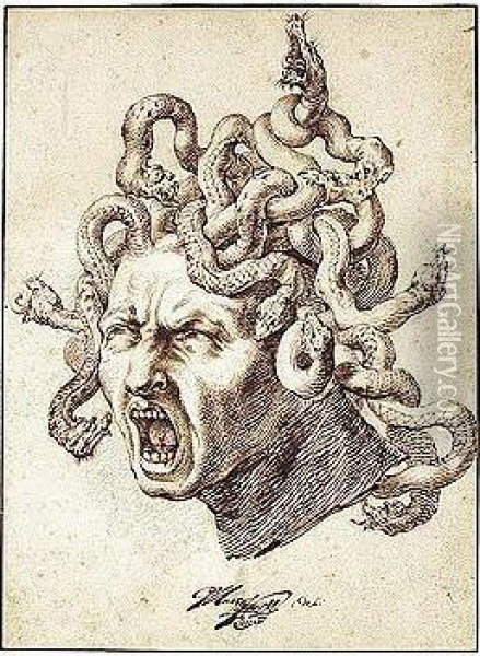The Head Of Medusa Oil Painting - Godfried Maes