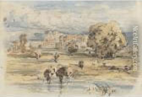 Chatsworth From The West Oil Painting - David I Cox