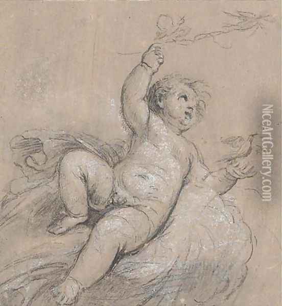 Study of Cupid releasing doves Oil Painting - Jacob de Wit
