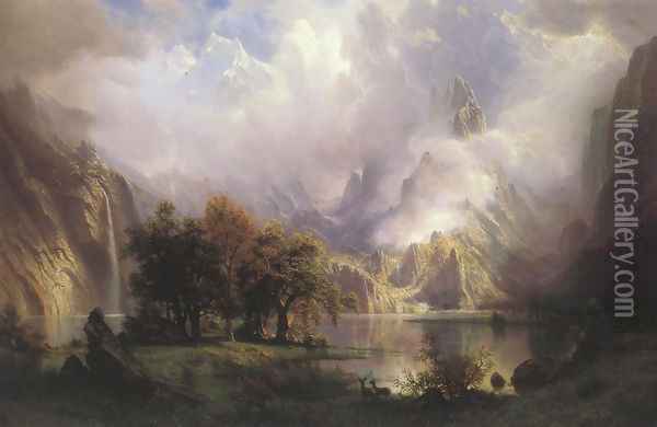 Rocky Mountain Landscape 1870 Oil Painting - Albert Bierstadt