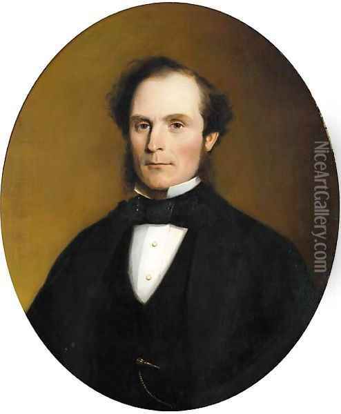 Portrait of a gentleman, bust-length, in evening dress Oil Painting - English School