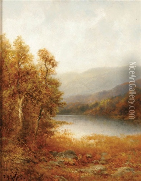 Autumn On The Delaware River Oil Painting - Thomas Bailey Griffin