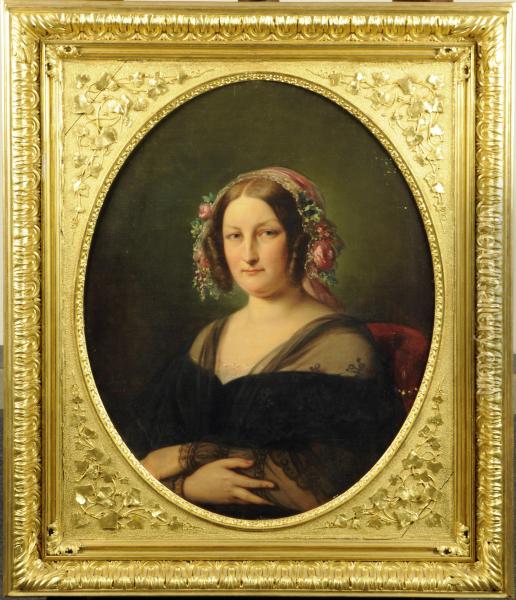 Portrait De Femme Oil Painting - Aimee, Nee Pages Brune
