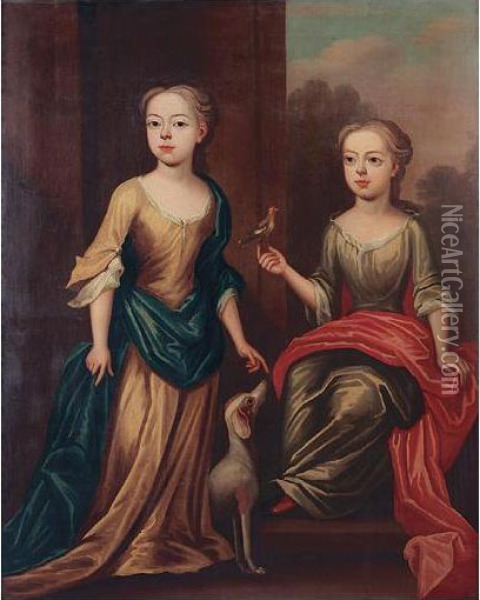 Portrait Of Two Young Ladies Oil Painting - Edward Byng