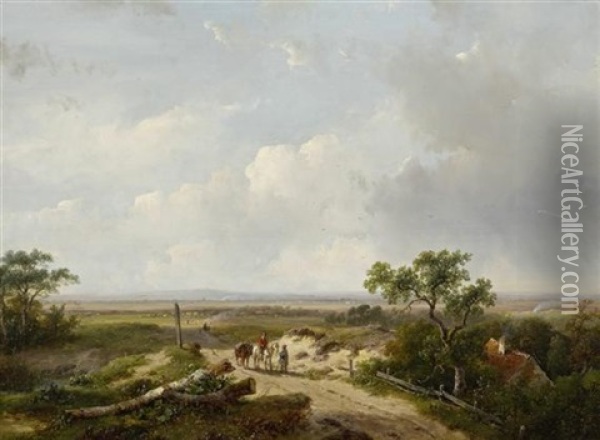 Landschaft Mit Reisenden Oil Painting - Andreas Schelfhout