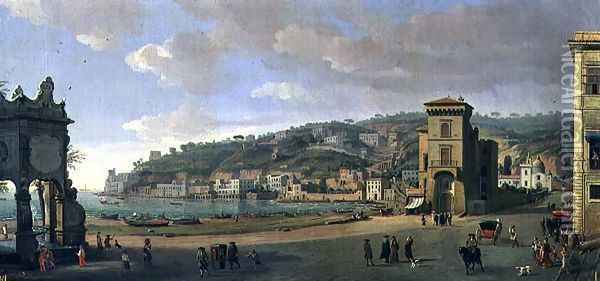 The Riviera of Chiaia at Naples Oil Painting - Caspar Andriaans Van Wittel
