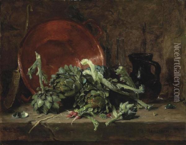 Still Life With Artichokes Oil Painting - Philippe Rousseau
