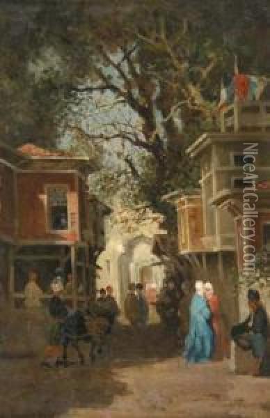 Rue Animee En Turquie Oil Painting - Fabius Germain Brest