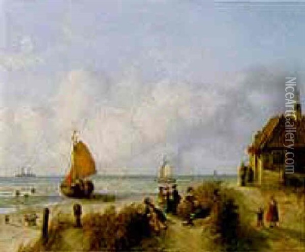 Figures In The Dunes Oil Painting - Joseph Bles