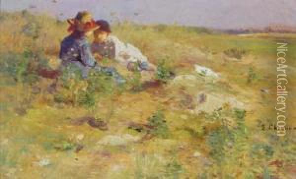 Rendezvous In The Grass Oil Painting - Luigi Chialiva