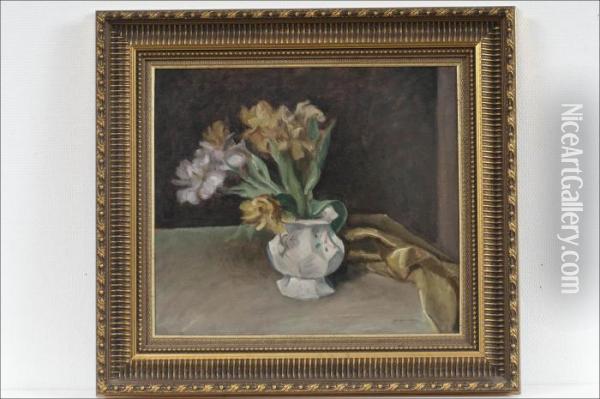 Kukkia Maljakossa - Blommor I Vas Oil Painting - William Lonnberg