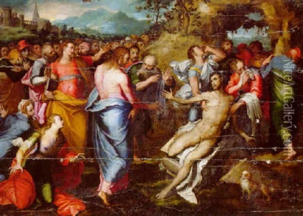 The Raising Of Lazarus Oil Painting - Marco da Siena Pino