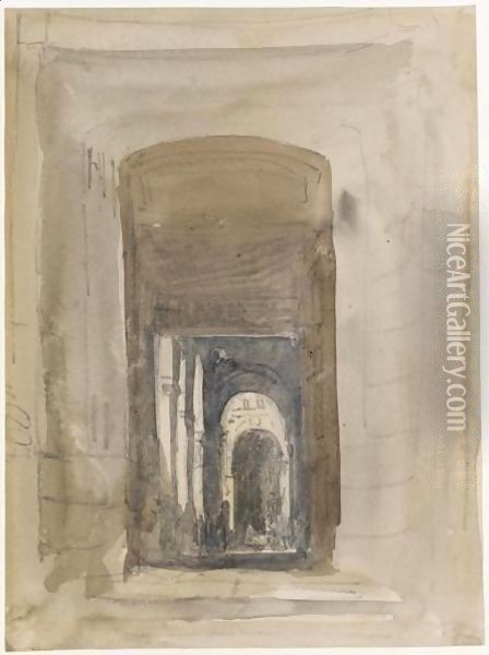 Study For The Door Of The Church Of Saint-Roch, Paris Oil Painting - David Cox