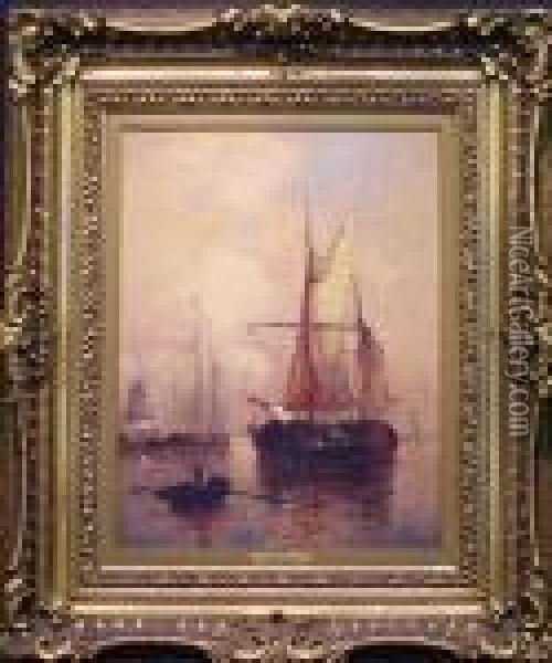 Shipping In A Dutch Harbor Oil Painting - Paul-Jean Clays