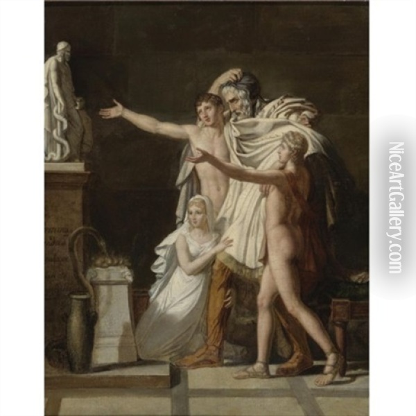 Youth In The Temple Of Zeus Oil Painting - Jacques-Louis David