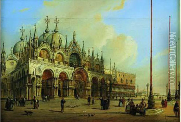 Vue De La Basilique Saint-marc Oil Painting - Carlo Grubacs
