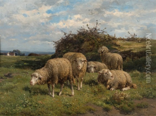 Schafe In Sommerlicher Landschaft Oil Painting - Cornelis van Leemputten