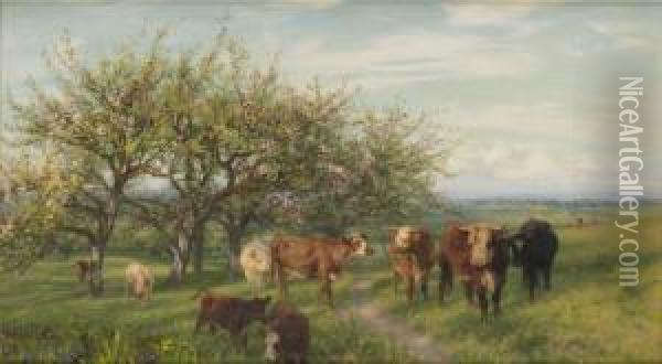 Betande Kor Oil Painting - Henry William Banks Davis, R.A.