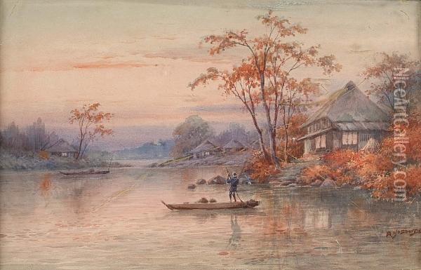 River View Oil Painting - Hiroshi Yoshida