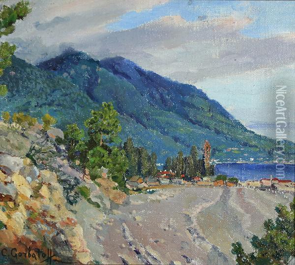 Summer Landscape Near A Lake Oil Painting - Konstantin Ivanovich Gorbatov