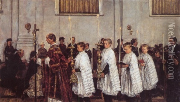 Processie In De Oud-katholieke Kerk Te Den Haag Oil Painting - Isaac Israels