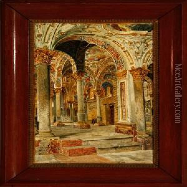 Interior From Capella Palentina, Sicily Oil Painting - Josef Theodor Hansen