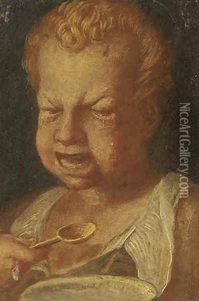 A boy feeding Oil Painting - Annibale Carracci