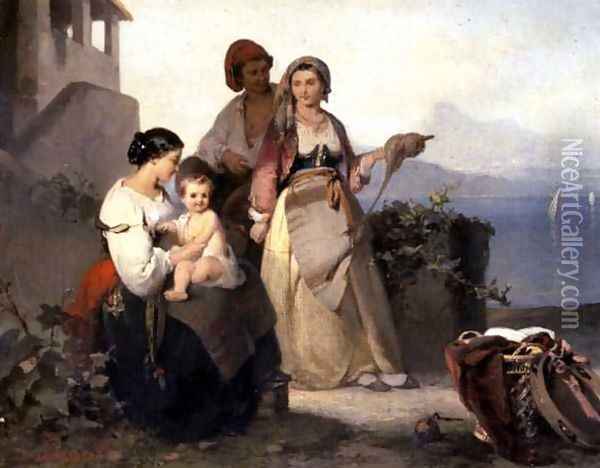 The Neapolitan Family, 1865 2 Oil Painting - Karel Frans Philippeau