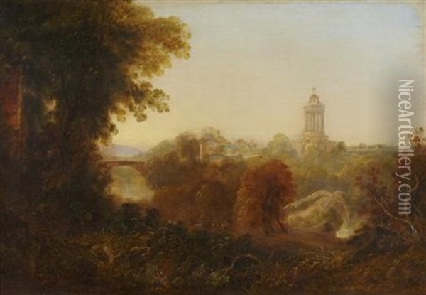The Burns Monument, Brig O'doune Oil Painting - Horatio McCulloch