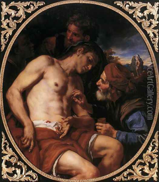 The Good Samaritane c. 1676 Oil Painting - Johann Karl Loth