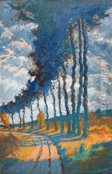 Arbres En Bordure D'un Chemin Oil Painting - Eugene Brouillard