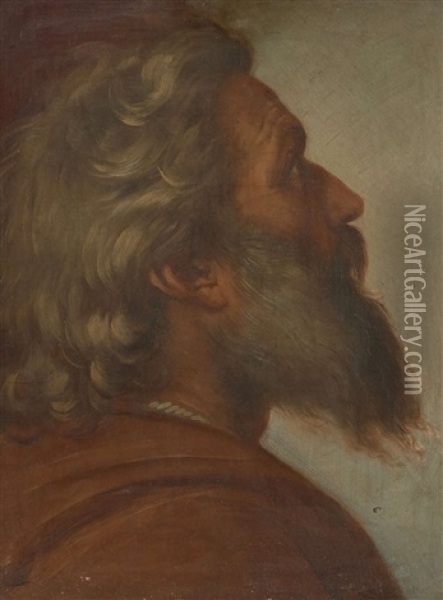 Etude De Tete D'homme Regardant Vers La Droite Oil Painting - Tommaso Lorenzone
