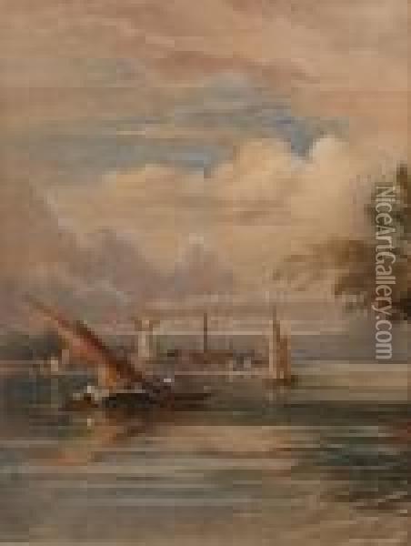 Boating On The Thames Oil Painting - John Varley