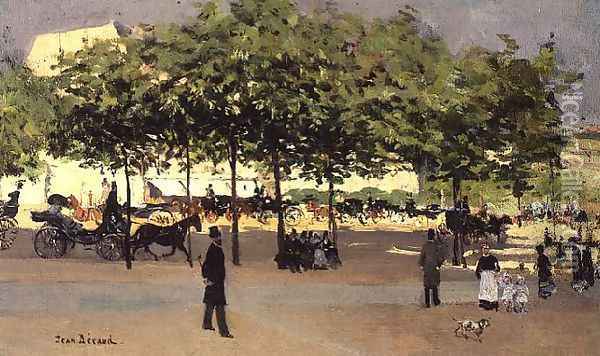 Promenade on a Sunday afternoon, Paris Oil Painting - Jean-Georges Beraud