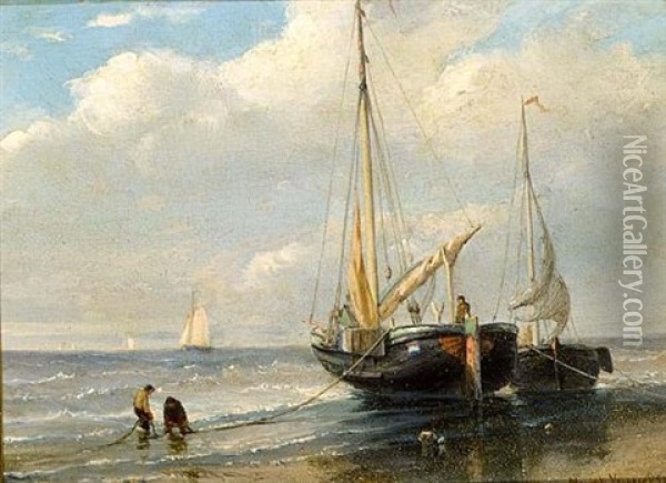 Bomschuiten On The Beach Oil Painting - Maurits Verveer