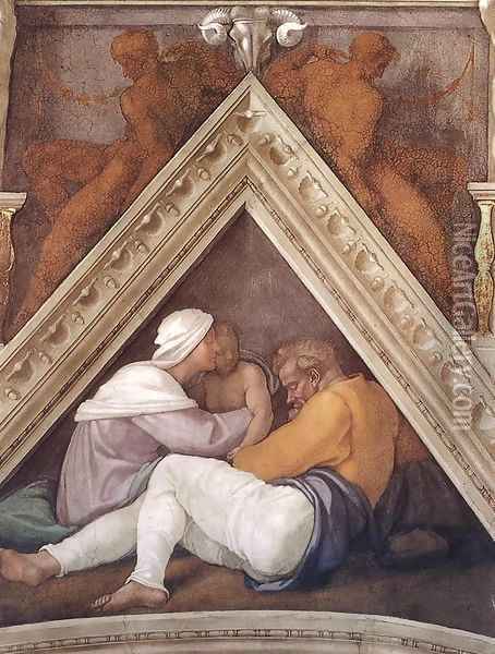Ancestors of Christ figures Oil Painting - Michelangelo Buonarroti