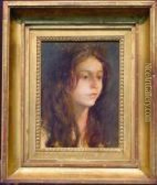 Head Of A Girl Oil Painting - Abbott Handerson Thayer