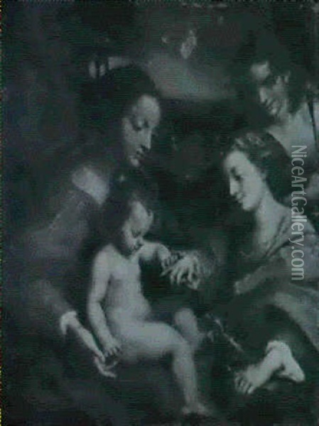 The Mystic Marriage Of Saint Catherine With Saint John The  Baptist Oil Painting -  Correggio