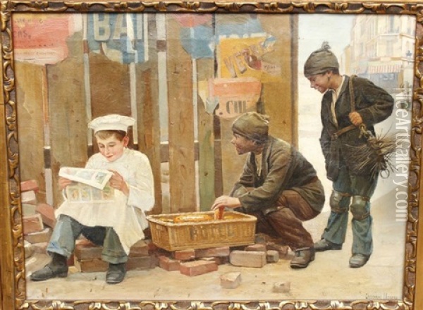 Le Rendez-vous Des Petits Ramoneurs Et Du Petit Patissier Oil Painting - Paul-Charles Chocarne-Moreau